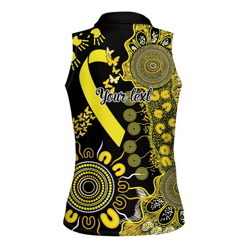 Sarcoma Awareness Personalised Women Sleeveless Polo Shirt Aboriginal Ribbon Dot Painting
