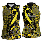 Sarcoma Awareness Personalised Women Sleeveless Polo Shirt Aboriginal Ribbon Dot Painting