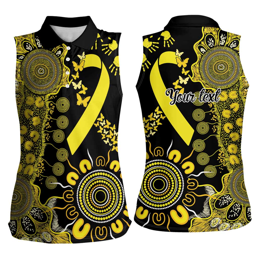 Sarcoma Awareness Personalised Women Sleeveless Polo Shirt Aboriginal Ribbon Dot Painting