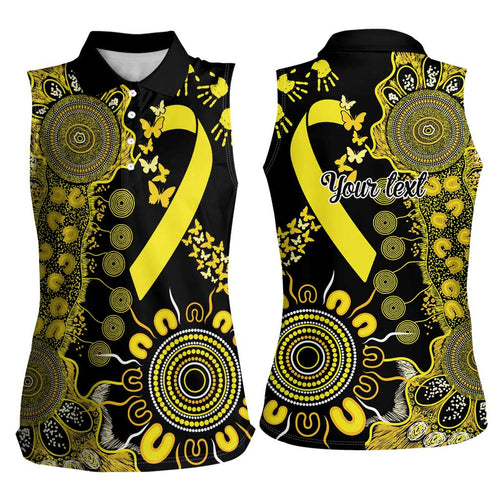 Sarcoma Awareness Personalised Women Sleeveless Polo Shirt Aboriginal Ribbon Dot Painting