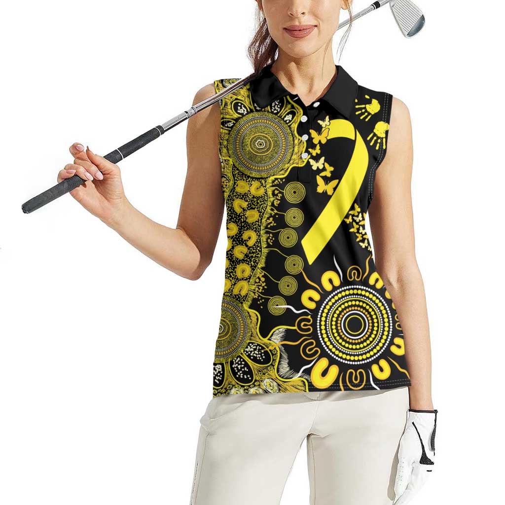 Sarcoma Awareness Personalised Women Sleeveless Polo Shirt Aboriginal Ribbon Dot Painting