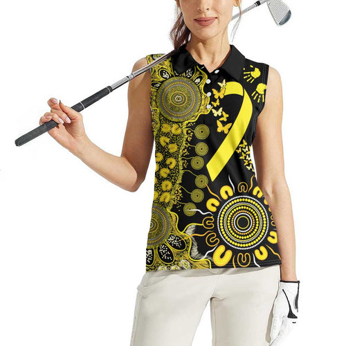 Sarcoma Awareness Personalised Women Sleeveless Polo Shirt Aboriginal Ribbon Dot Painting