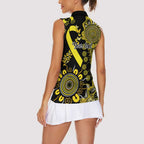 Sarcoma Awareness Personalised Women Sleeveless Polo Shirt Aboriginal Ribbon Dot Painting