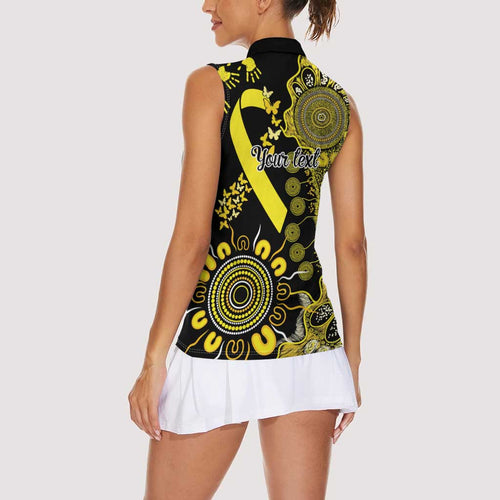 Sarcoma Awareness Personalised Women Sleeveless Polo Shirt Aboriginal Ribbon Dot Painting