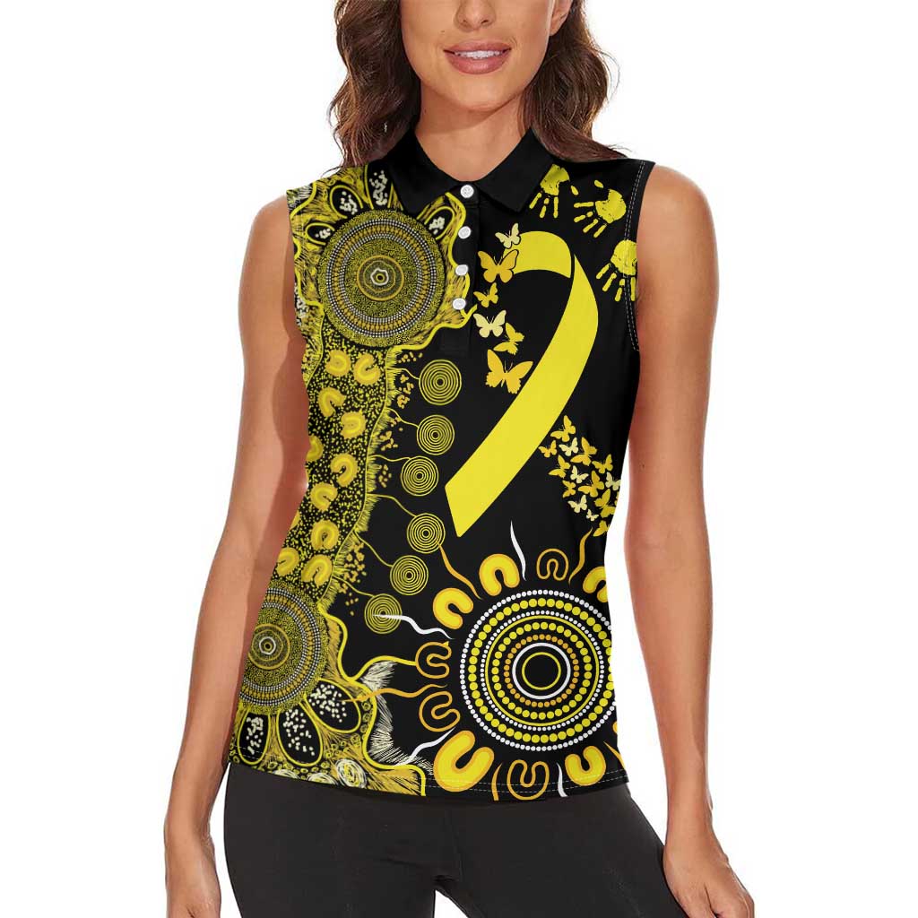 Sarcoma Awareness Personalised Women Sleeveless Polo Shirt Aboriginal Ribbon Dot Painting