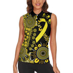 Sarcoma Awareness Personalised Women Sleeveless Polo Shirt Aboriginal Ribbon Dot Painting