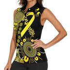 Sarcoma Awareness Personalised Women Sleeveless Polo Shirt Aboriginal Ribbon Dot Painting