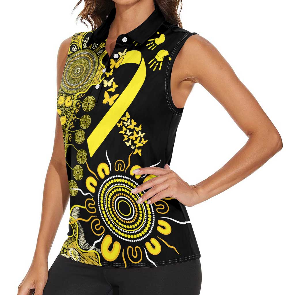 Sarcoma Awareness Personalised Women Sleeveless Polo Shirt Aboriginal Ribbon Dot Painting