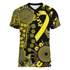 Sarcoma Awareness Personalised Women V-Neck T-Shirt Aboriginal Ribbon Dot Painting