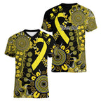 Sarcoma Awareness Personalised Women V-Neck T-Shirt Aboriginal Ribbon Dot Painting
