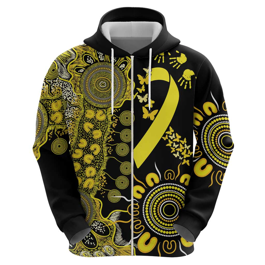 Sarcoma Awareness Personalised Zip Hoodie Aboriginal Ribbon Dot Painting