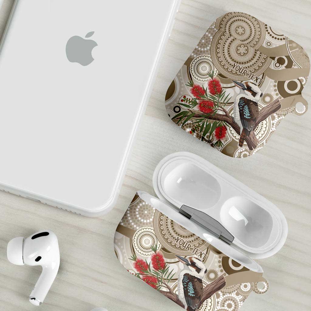 Kookaburra Bottlebrushes Personalised AirPods Case Aboriginal Australian Dot Painting - Aussie Hoodie