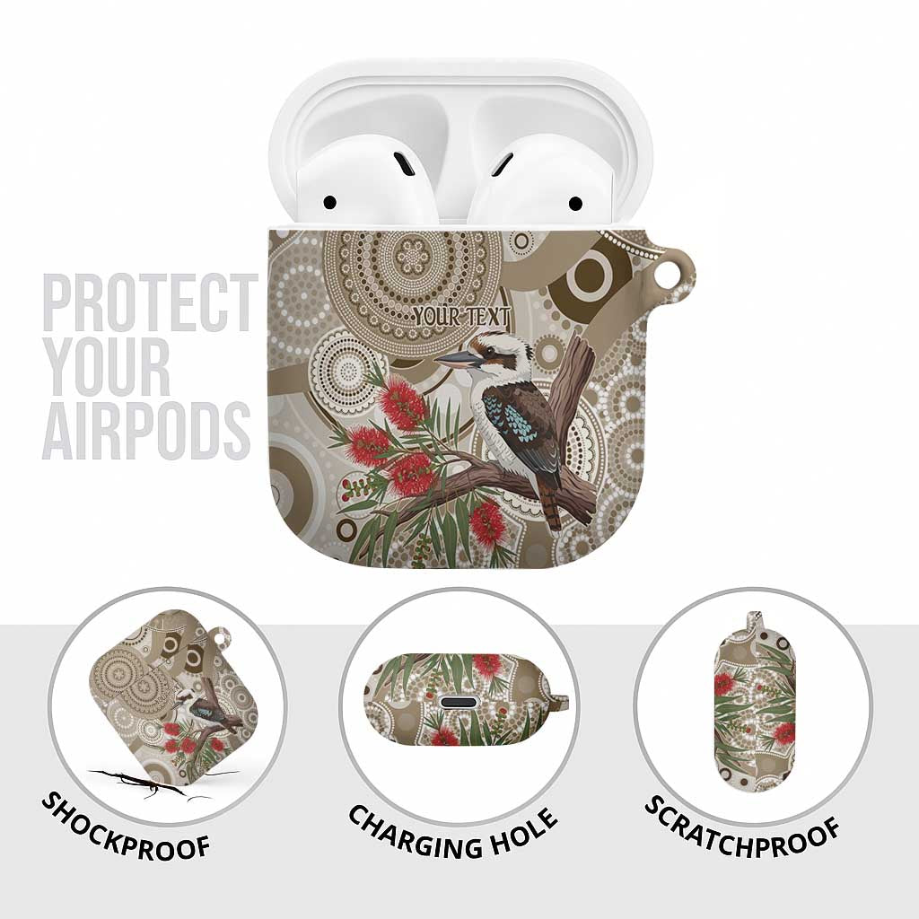 Kookaburra Bottlebrushes Personalised AirPods Case Aboriginal Australian Dot Painting - Aussie Hoodie