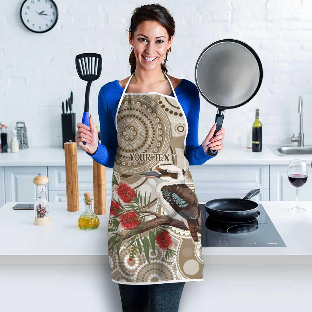 Kookaburra Bottlebrushes Personalised Apron Aboriginal Australian Dot Painting - Aussie Hoodie