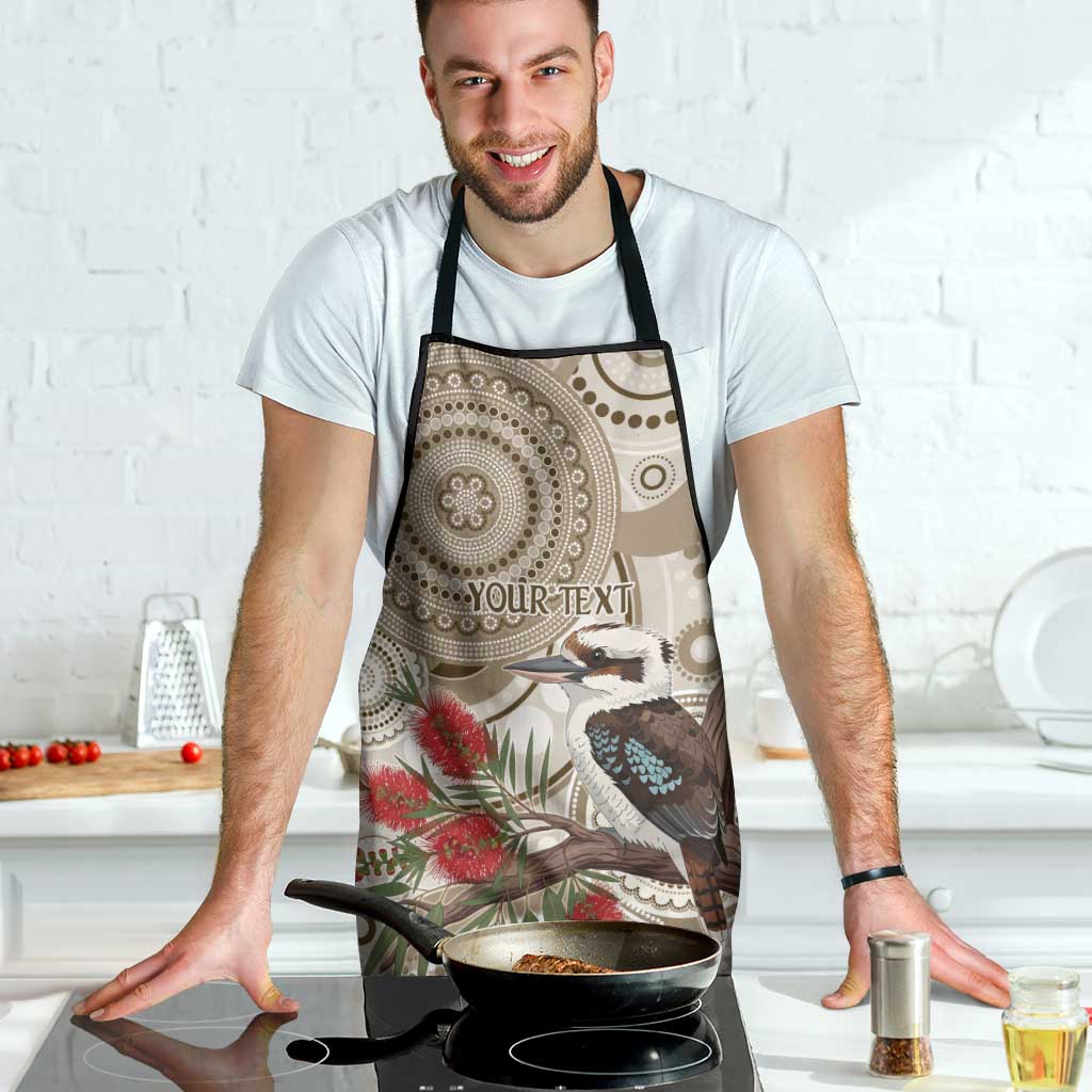 Kookaburra Bottlebrushes Personalised Apron Aboriginal Australian Dot Painting - Aussie Hoodie
