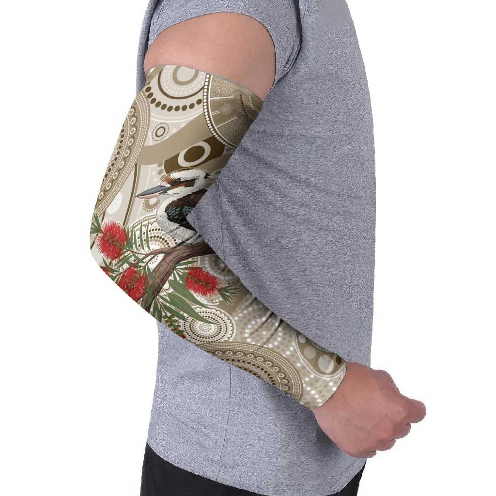 Kookaburra Bottlebrushes Personalised Arm Sleeves Aboriginal Australian Dot Painting - Aussie Hoodie