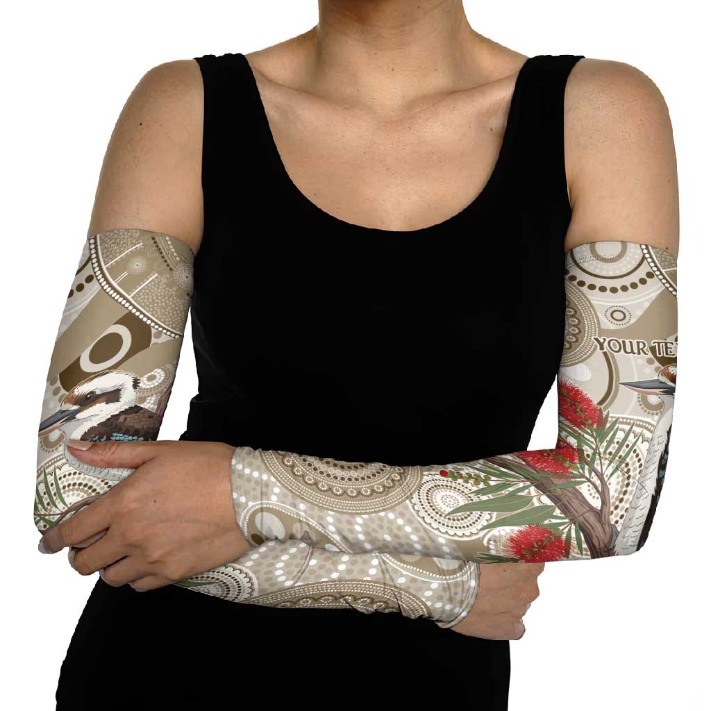 Kookaburra Bottlebrushes Personalised Arm Sleeves Aboriginal Australian Dot Painting - Aussie Hoodie
