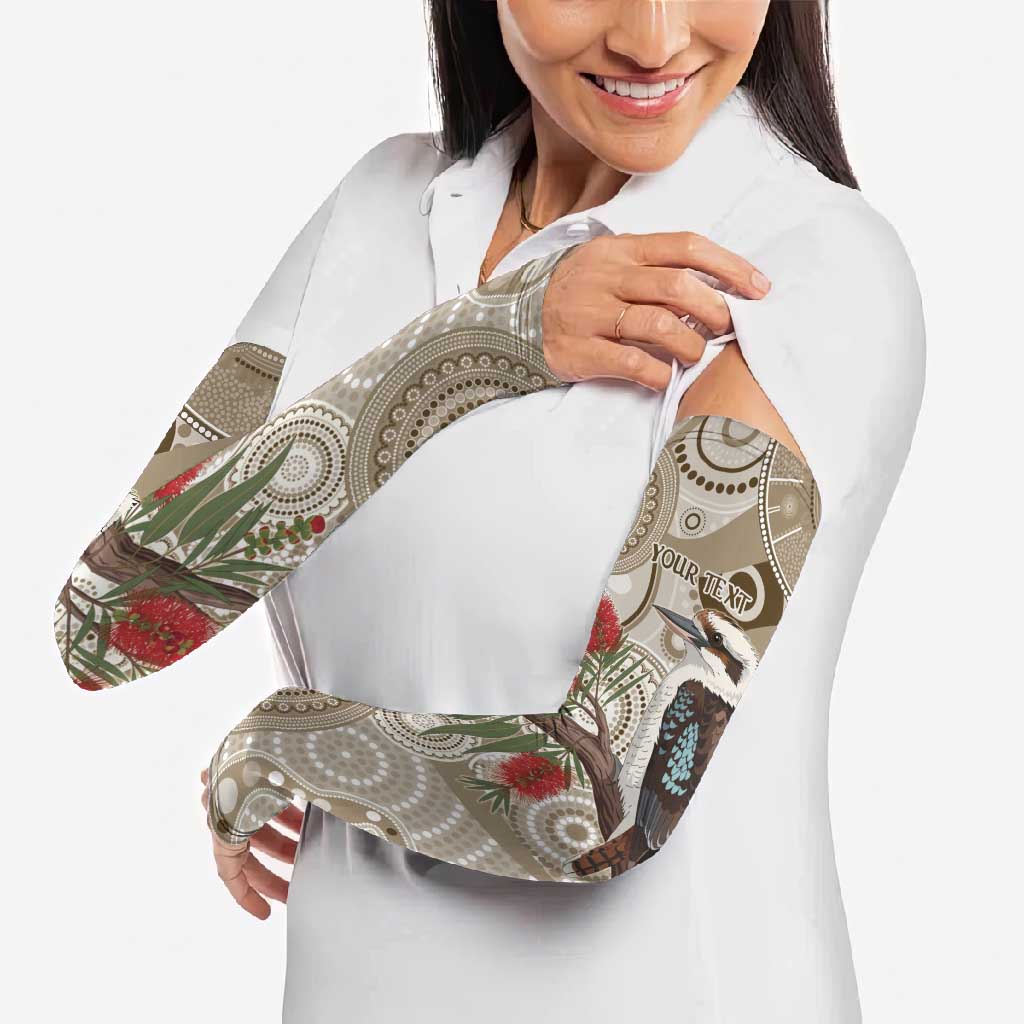 Kookaburra Bottlebrushes Personalised Arm Sleeves Aboriginal Australian Dot Painting - Aussie Hoodie