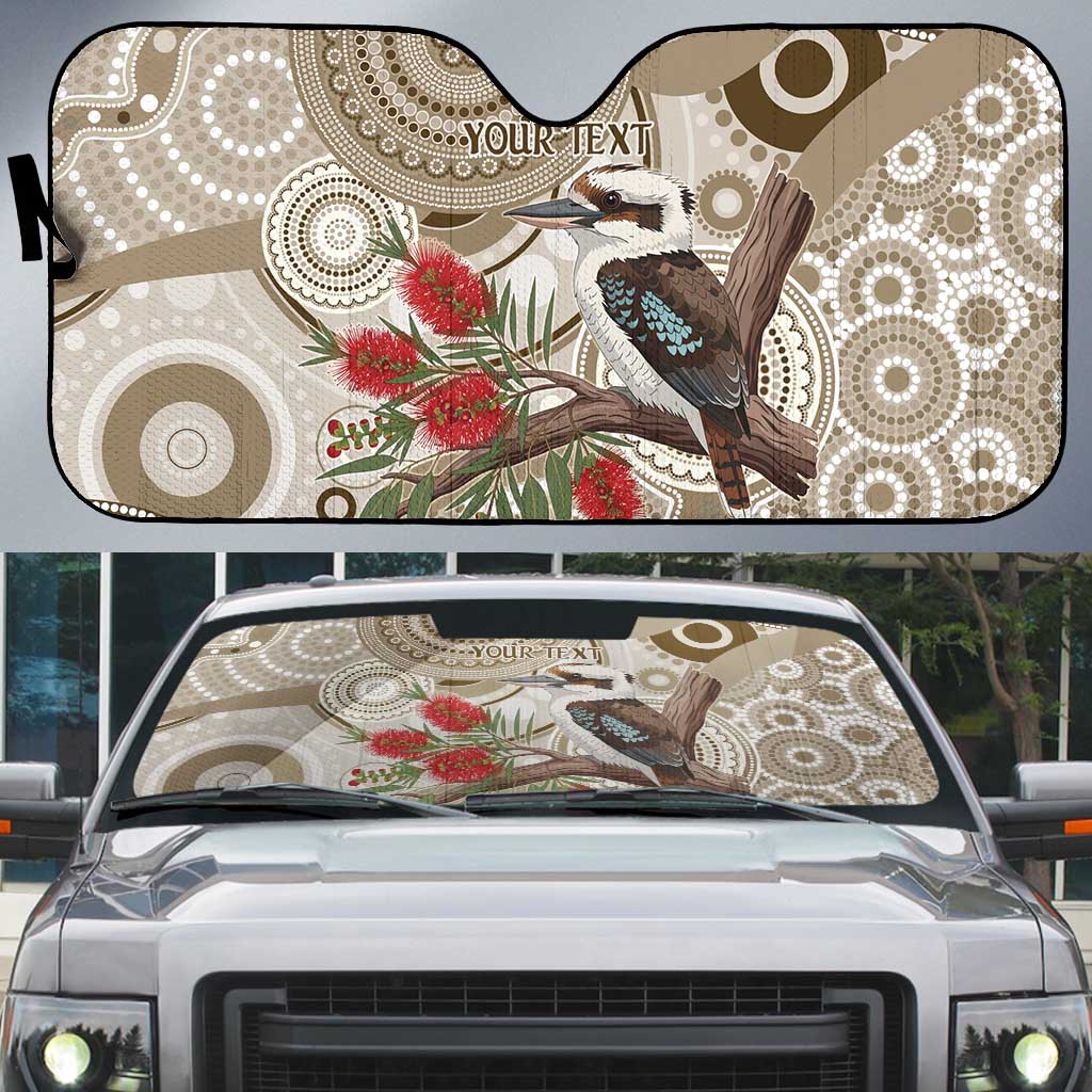 Kookaburra Bottlebrushes Personalised Auto Sun Shade Aboriginal Australian Dot Painting - Aussie Hoodie