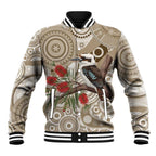 Kookaburra Bottlebrushes Personalised Baseball Jacket Aboriginal Australian Dot Painting - Aussie Hoodie