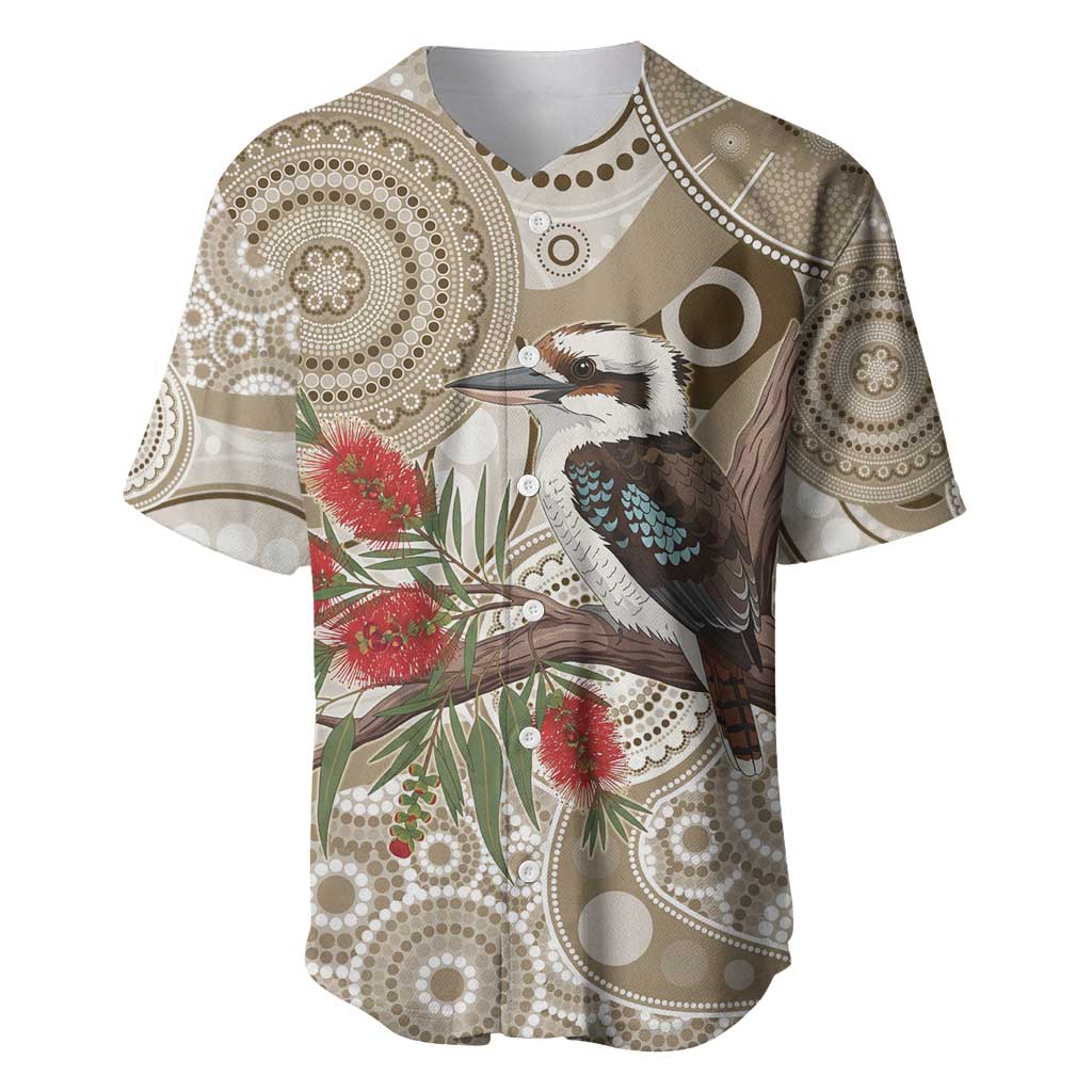 Kookaburra Bottlebrushes Personalised Baseball Jersey Aboriginal Australian Dot Painting - Aussie Hoodie