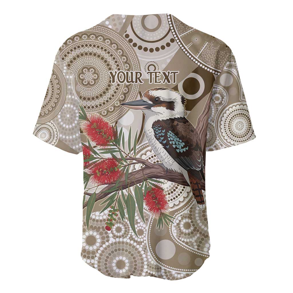 Kookaburra Bottlebrushes Personalised Baseball Jersey Aboriginal Australian Dot Painting - Aussie Hoodie