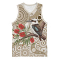 Kookaburra Bottlebrushes Personalised Basketball Jersey Aboriginal Australian Dot Painting - Aussie Hoodie