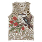 Kookaburra Bottlebrushes Personalised Basketball Jersey Aboriginal Australian Dot Painting - Aussie Hoodie