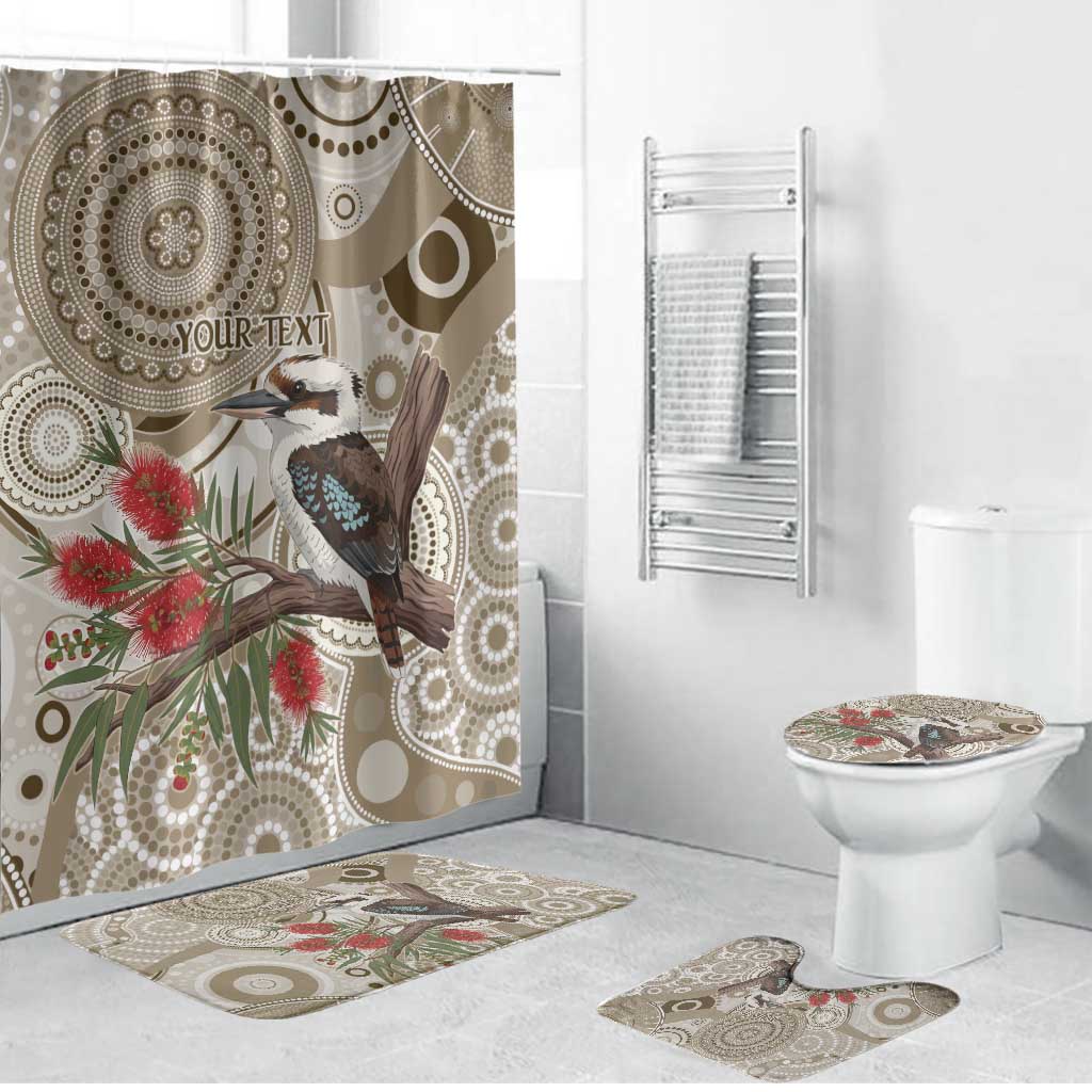 Kookaburra Bottlebrushes Personalised Bathroom Set Aboriginal Australian Dot Painting - Aussie Hoodie