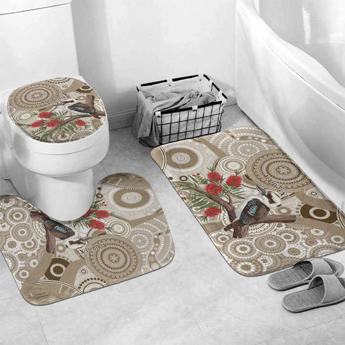 Kookaburra Bottlebrushes Personalised Bathroom Set Aboriginal Australian Dot Painting - Aussie Hoodie