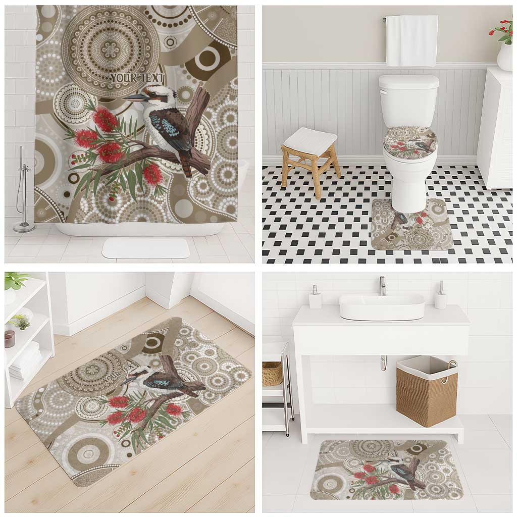 Kookaburra Bottlebrushes Personalised Bathroom Set Aboriginal Australian Dot Painting - Aussie Hoodie