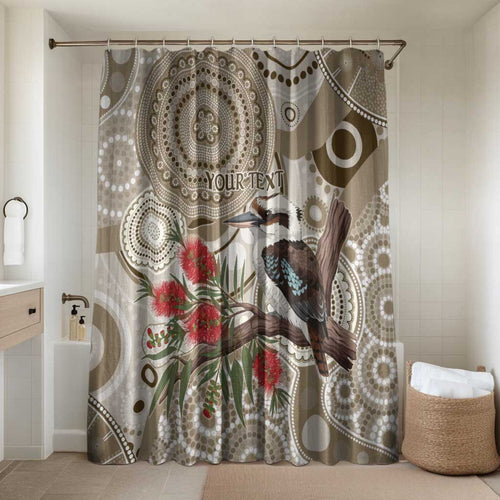 Kookaburra Bottlebrushes Personalised Bathroom Set Aboriginal Australian Dot Painting - Aussie Hoodie