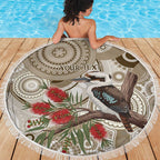 Kookaburra Bottlebrushes Personalised Beach Blanket Aboriginal Australian Dot Painting - Aussie Hoodie