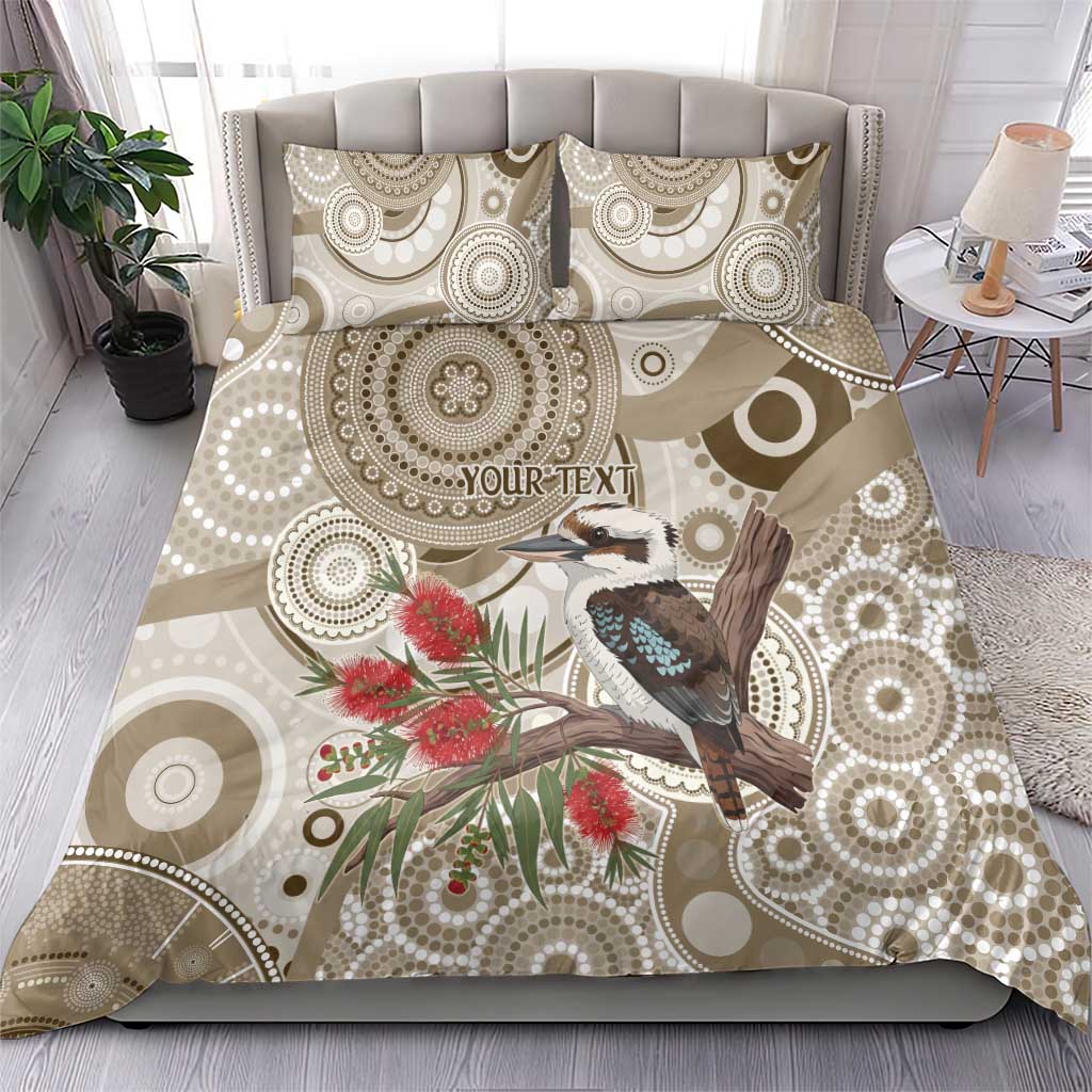 Kookaburra Bottlebrushes Personalised Bedding Set Aboriginal Australian Dot Painting - Aussie Hoodie