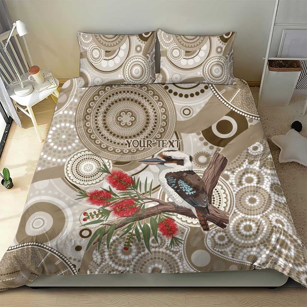 Kookaburra Bottlebrushes Personalised Bedding Set Aboriginal Australian Dot Painting - Aussie Hoodie