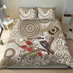 Kookaburra Bottlebrushes Personalised Bedding Set Aboriginal Australian Dot Painting - Aussie Hoodie