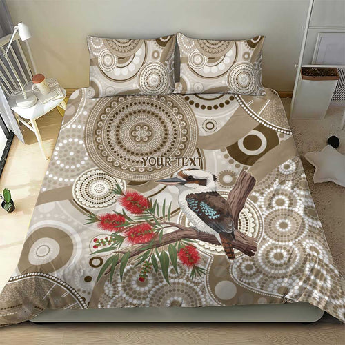 Kookaburra Bottlebrushes Personalised Bedding Set Aboriginal Australian Dot Painting - Aussie Hoodie