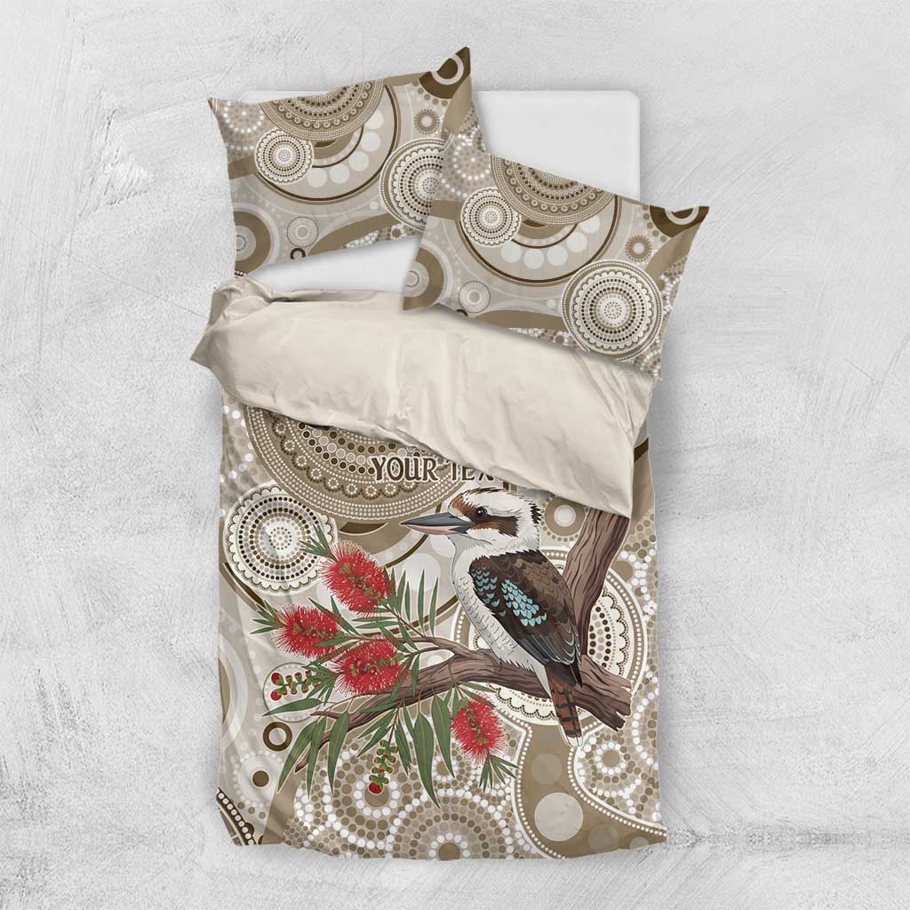 Kookaburra Bottlebrushes Personalised Bedding Set Aboriginal Australian Dot Painting - Aussie Hoodie