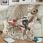 Kookaburra Bottlebrushes Personalised Blanket Aboriginal Australian Dot Painting - Aussie Hoodie