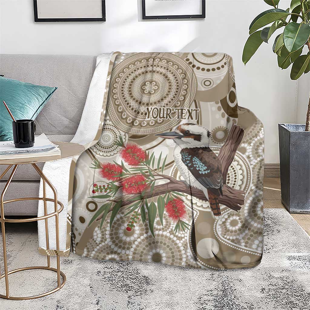 Kookaburra Bottlebrushes Personalised Blanket Aboriginal Australian Dot Painting - Aussie Hoodie