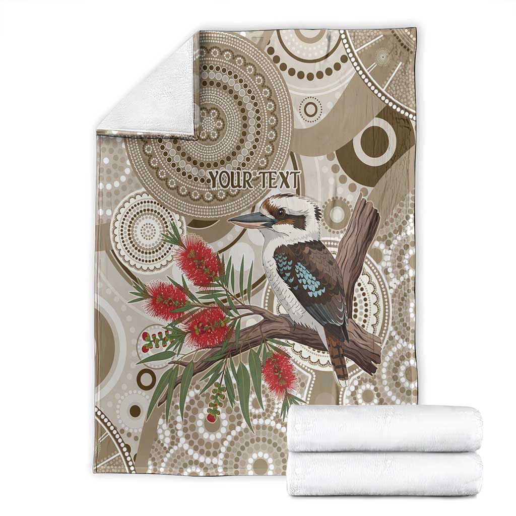 Kookaburra Bottlebrushes Personalised Blanket Aboriginal Australian Dot Painting - Aussie Hoodie