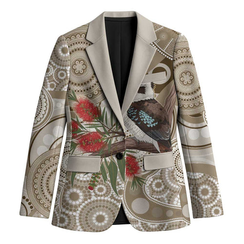 Kookaburra Bottlebrushes Personalised Blazer Aboriginal Australian Dot Painting - Aussie Hoodie