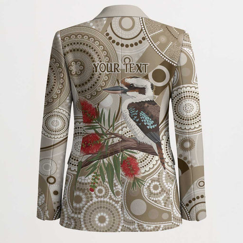 Kookaburra Bottlebrushes Personalised Blazer Aboriginal Australian Dot Painting - Aussie Hoodie