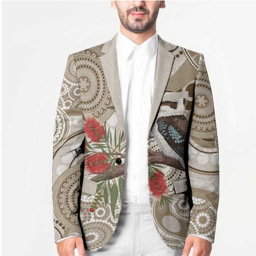 Kookaburra Bottlebrushes Personalised Blazer Aboriginal Australian Dot Painting - Aussie Hoodie