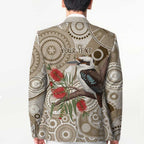 Kookaburra Bottlebrushes Personalised Blazer Aboriginal Australian Dot Painting - Aussie Hoodie