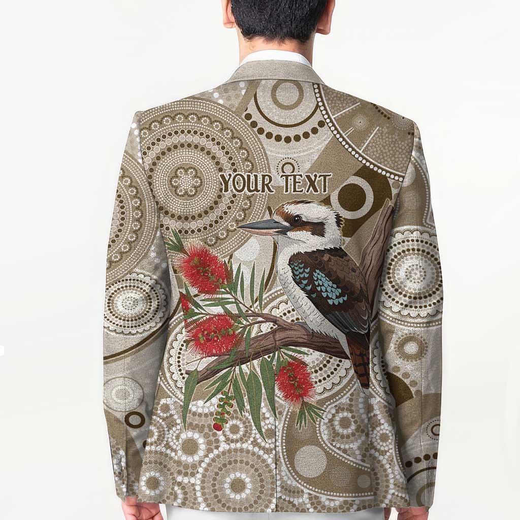 Kookaburra Bottlebrushes Personalised Blazer Aboriginal Australian Dot Painting - Aussie Hoodie