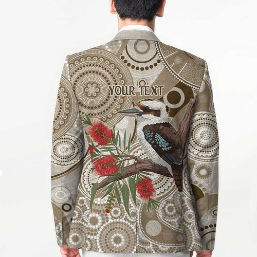 Kookaburra Bottlebrushes Personalised Blazer Aboriginal Australian Dot Painting - Aussie Hoodie