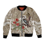Kookaburra Bottlebrushes Personalised Bomber Jacket Aboriginal Australian Dot Painting - Aussie Hoodie