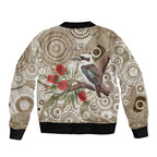 Kookaburra Bottlebrushes Personalised Bomber Jacket Aboriginal Australian Dot Painting - Aussie Hoodie
