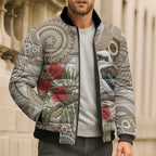 Kookaburra Bottlebrushes Personalised Bomber Puffer Jacket Aboriginal Australian Dot Painting - Aussie Hoodie